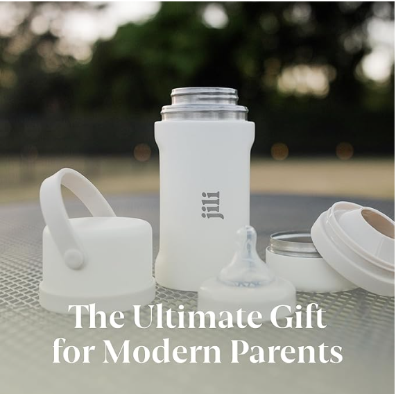 Biberon tout-en-un isotherme en acier inoxydable avec récipient pour lait en poudre, tétine anti-coliques et couvercle anti-fuites