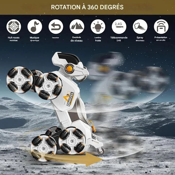Ensemble de batterie de jouet de voiture de cascade RC 8WD, Rotation à 360 ° de 2.4GHz avec vitesse réglable, jouet télécommandé pour chien Robot